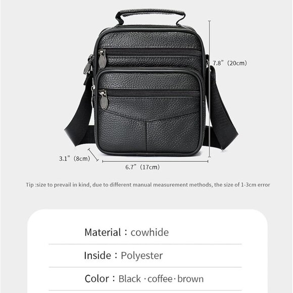 Unisex Small Leather Shoulder Bag - Elegant Design for Daily Essentials - Picture 6 of 6